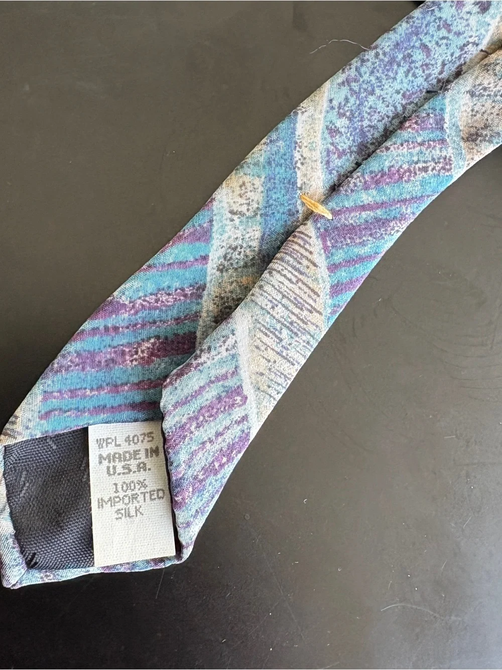 Vintage Oscar de la Renta Couture Collection Silk Tie Abstract Blue Teal USA